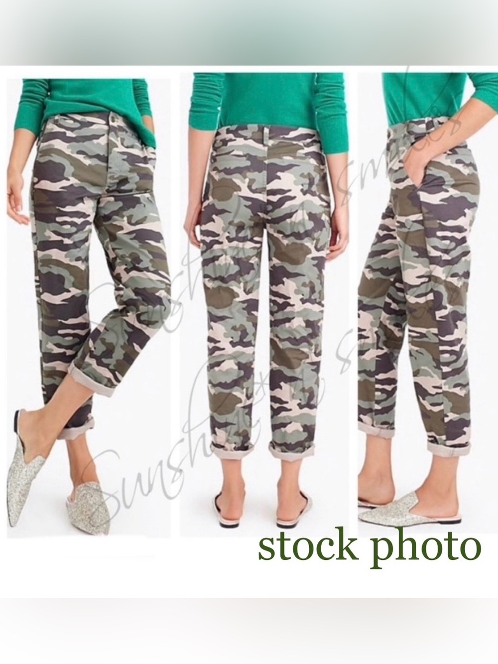 JCREW J.Crew Camouflage Print Boyfriend Chino Cotton Blend Pant “FADED VINE”